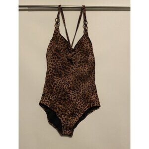 Time and Tru Women's Ladies 3X Classic Slimming Leopard 1 Piece Swimsuit NEW NWT